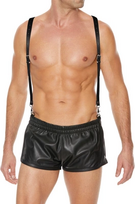 Ouch By Shots Unleashed Split Leather Suspenders with Steel O-Ring, Adjustable 91-112cm
