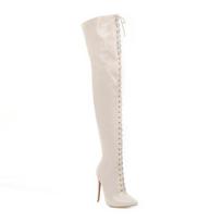 Sexy Women Boots Platform High Heel Thigh Boots Slip On Pointed Toe Lady Shoes 34 balta