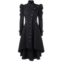Moteriška vintažinė „Steampunk“ ilgo palto gotikinė viršutinė moteriška retro striukė S