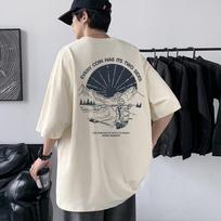 Heavyweight Combed Cotton T-Shirt Men's Oversized Drop Shoulder O-neck Tee 4XL