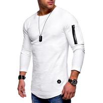 Men's T-shirt Round Neck Arm Zip Casual Bottom Shirt XXXL