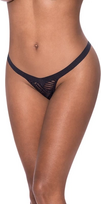 Magic Silk Exposed Mesh Split Crotch Thong S/M Juodas - Elastic Strap Design