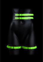 Ouch By Shots Ouch! Thigh Cuffs with Belt & Handcuffs Glow-in-the-Dark L/XL Set