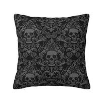 Custom Vintage Halloween Gothic Black Skull Damask Cushion Cover 35x35 Cm Velvet Polyester Throw Pillow Case For Sofa Pillowslip 30x30cm 12x12in