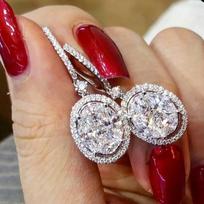 Huitan Classic Gorgeous Drop Earring Zinc Alloy Color with Shine Oval CZ Stone Wedding Bridal Earring Party Anniversary Gift Earring