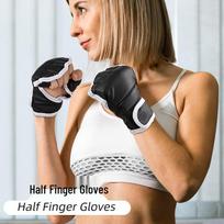 Breathable Half-Finger Boxing Gloves with Wrist Support for Taekwondo and Punching Bag Workouts One Size