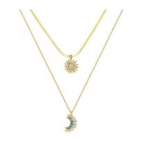 Yousheng 1 Set Sun And Moon Necklaces Couples Matching Necklaces Rhinestone Sun Moon Pendant Necklaces Gift for Valentine's Day Anniversary C