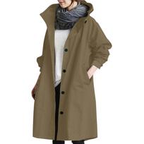 Fashionable Women's Casual Temperament Color Windbreaker Mid-length Coat L armijos žalia spalva