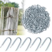U Shaped Galvanized Steel Fence Stakes 400 Pieces for Reliable Garden For Fencing and Cable Wire Support Rust Resistant