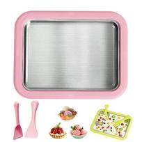 DIY Ice Cream Maker Yogurt Maker Machine for Homemade Rolled Cream Sorbet Gelato Home Ice Cream Roller Pan with 2 Spatulas