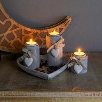 Farmhouses Holders with Tray Heart Designs Tealight Candlestick Set China Mainland