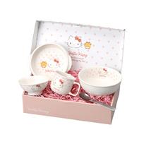 Kanesho Pottery Hello Kitty Dinnerware Dishwasher and Microwave Kitty Box Size x x Pink Heart Made in Product 365740 Children's Set, Safe, balta