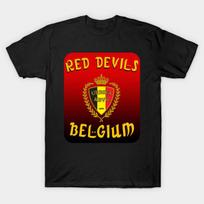 Men Black Print T-shirt Belgium The Red Devils National Teams Fans No-Cut Transfer Paper Print Cotton Tshirt XL