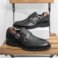 Britain Gentleman Monk Strap Loafers New Pointed Leather Shoes For Men Designer Formal Wedding Prom Dress Homecoming Footwear 38