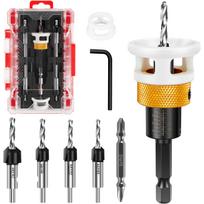 Woodworking Limit Countersink Drill Bit Set High Speed Steel Drill Bits with Depth Stop and 1/4  Shank for Wood Particle Board