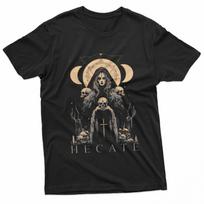 Hecate Greek Moon Goddess of Witchcraft Holding Skull Black T-Shirt L
