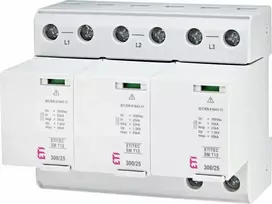 ETI viršįtampio ribotuvai T1, T2 (B, C) - be nuotėkio srovės ETITEC SM T12 300/25 3+0