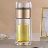 1pcs Tea Water Bottle Glass Double-layer Tea Water Cup Injection Drum Water Dispenser with Tea Filter Bottle 200-300ml