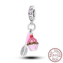 Charm Genuine Copper Pink Egg Beater Pendants Cake Bead Fits Bracelets Women Jewellery DoItYourself Beautiful Gifts Accessory