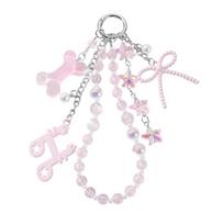 Pink Resin Cat Eye Beads Glitter Resin Bone Heart Keychain Craft Accessory Sturdy Handmade Jewelry Gift