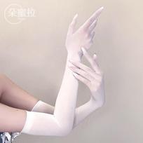 Ultra-thin sexy seamless anti-snagging split finger wedding dress etiquette gloves five-finger gloves long sunscreen women's stocking gloves
