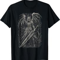 Goth Demon Angel Dark Fallen Sword Horror Hell Alt Aesthetic T-Shirt S