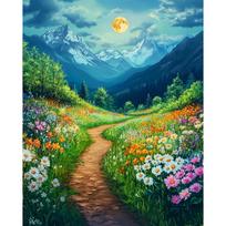CHENISTORY Dažymas skaičiais Gėlių rėmelis Dažymas skaičiais Peizažas ant drobės Pasidaryk pats namų dekoravimas Pasidaryk pats dovana 20x30cm no frame