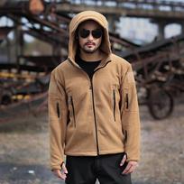 Men's Winter Autumn Warm Polar Fleece Jackets Outdoor Sports Jacket Windbreaker Solid Color Hooded Jacket Softshell Hiking  Coats S