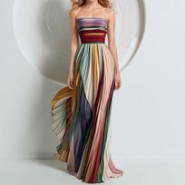 Spring new, elegant and sexy tube  print color dress dress S