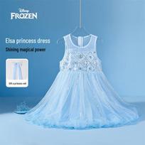 Disney Girls' Elsa Princess Summer Sleeveless Dress 130 šviesiai mėlyna spalva