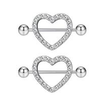 1 Pair Heart Barbell Nipple Ring Piercing Helix Piercing Sexy Nipple Jewelry High Quality Zircon Nipple Rings For Women Oreja