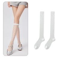 Fashion Ultra-thin Women Stockings Transparent Nylon Material Long Socks Polka Dot Pattern Elastic Knee Socks Sweet Girls One Size balta