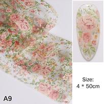 100cm Rose Tulip Floral Nail Transfer Foils Stickers Nail Art Wraps Decals DIY Manicure Nail Decorations Accessories