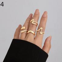 3/4 Pcs Open Adjustable Finger Rings, Simple Geometric Style, Versatile Dating Rings for Party and Daily Life