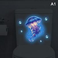 New Glow-In-The-Dark Jellyfish Toilet Stickers Self-Adhesive Removable Luminous Decals Home Decor Stickers Car Stickers