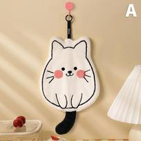 New 1pcs Cat Coral Fleece Hanging Towel Kitchen Hand Towel Bathroom Soft Absorbent Handkerchief Wipe Towel Cartoon Kids Towels