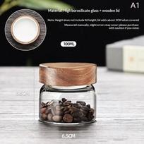 /1PC Coffee Beans Sealed Tank Transparent Glass Container With Wood Lid Food Storage Jars Candy Dried Jars Household Organizer