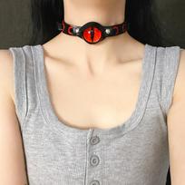 Cool Evil Eyes Leather Choker Harajuku Grunge Necklace Punk Aesthetic Rock Goth Necklace