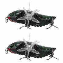 2PCS with RTreble Hook Bionic Cicada Lure 7.5cm Length 15.5g Artificial Fishing Lure with Rotating Spins Cicada Fish Catcher