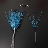 50PCS Craft Decoration Crystal Bud Branches Wedding Party Bridal Tiara Artificial Bouquet For Home DIY Crystal Flower White mėlyna