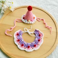 Cute Cat Birthday Hat Pet Birthday Party Handmade Dog Neck Set Photo Decoration Dress Up Dog Accessories for Small Dogs Puppy