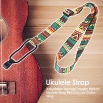 Ribbon Ukulele Shoulder Belt Ethnic Style Printing Ukulele Hook Strap Adjustable Soft Comfortable Musical Instrument Accessories China Mainland