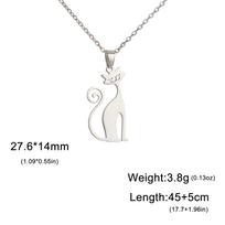 Cute Smiling Cat Pendant Necklace, Stainless Steel Minimalist Pet Jewelry, Dainty Chain Gift for Cat Lovers 45cm