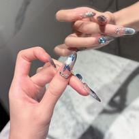 Dream gradual change smile cat eye pure hand wearing nail ins wind French advanced whitening nail patch fake nail XS