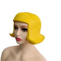 Flexible Short Bob Pretty CD Wig Realistic Comfortable To Wear Rubber Colorful Hair Hats Dressing Up Soft Latex Mask Festival geltona
