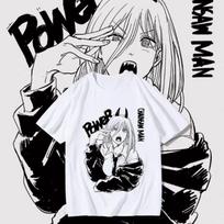 Chainsaw Man Power Anime T-shirt with Anime Pattern Cotton Short Sleeved T-shirt for Men and Women Summer Casual Streetwear S