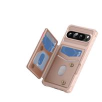 For Google Pixel 10 9 Pro XL 8 7 Pro 9A 8A 7A Case with Card Holder, Heavy Duty Shockproof Soft TPU Back Flip Wallet Cover For Pixel 7 rožinio aukso spalvos