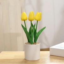 Artificial Flowers Tulip Potted Fake Plants Tree In Pot Home Wedding Party Decor Plastics Pink Yellow Red Champagneb Decoration geltona