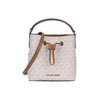Michael Kors MK Suri Monogram Drawstring Leather Bucket Bag Women bags Vanilla-Brown 35T0GU2C0B-VANILLA Basic Set (Bag+Dust Bag)