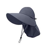 Fashion Wide Brim Sunscreen Cap Foldable Breathable Shawl Cap UV Protection Adjustable Ponytail Hat Summer